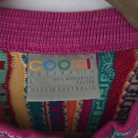 COOGI Vintage 90's 3D Knit Vibrant Multicolor Cotton Intricate Knit Swaeter L - Picture 6 of 9
